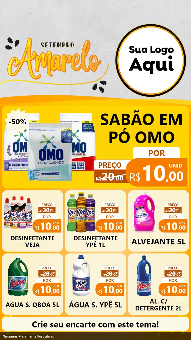 Modelo de Rede Social para Stories com o tema Setembro Amarelo para Produtos de Limpeza