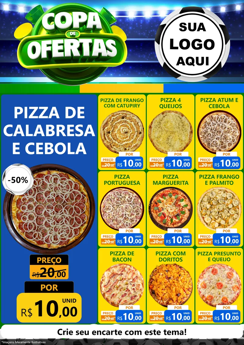 Modelo de Encarte para Encarte A4 Vertical com o tema Copa de Ofertas para Pizzaria