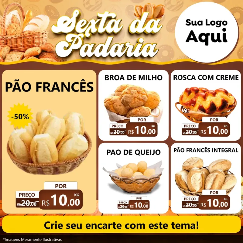 Modelo de Rede Social para Feed Facebook com o tema Sexta da Padaria para Padaria