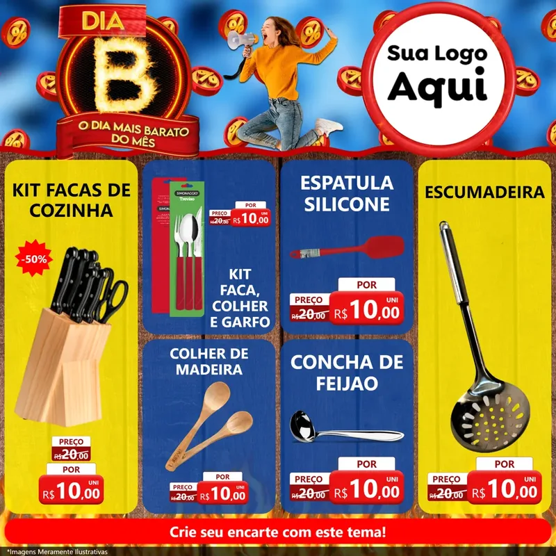 Modelo de Rede Social para Feed Facebook com o tema Dia B - O Dia Mais Barato Do Mês para Utilidades Domésticas