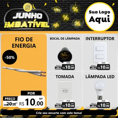 Modelo de Rede Social para Feed Facebook com o tema Junho Imbatível para Materiais Elétricos