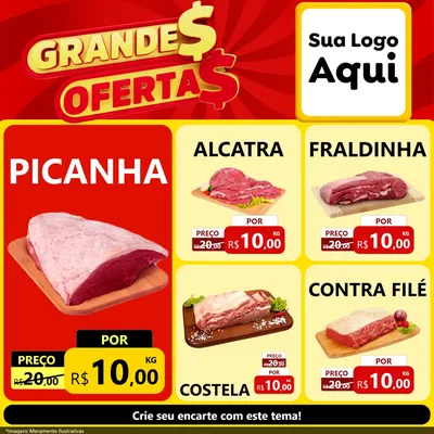 Modelo de Rede Social para Feed Facebook com o tema Grandes Ofertas para Açougue
