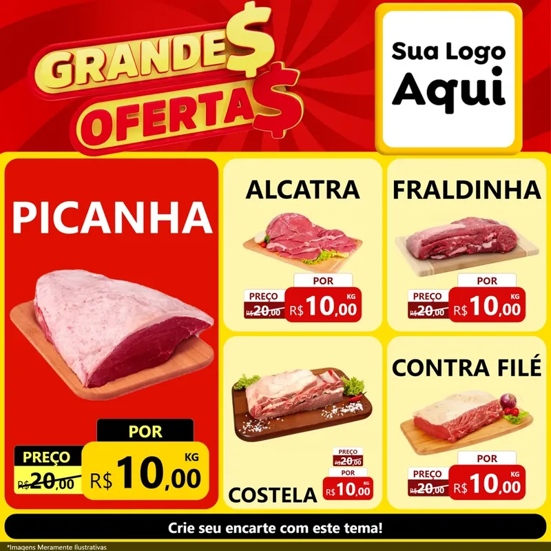 Modelo de Rede Social para Feed Facebook com o tema Grandes Ofertas para Açougue