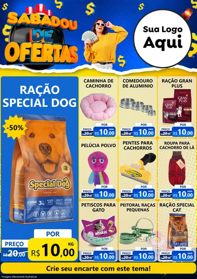 Modelo de Encarte para Encarte A4 Vertical com o tema Sabadou de Ofertas para Pet Shop