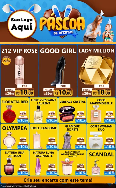 Modelo de Encarte para Encarte Grande com o tema Páscoa de Ofertas para Perfumes