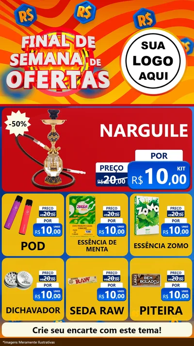 Modelo de Rede Social para Stories com o tema Final de Semana de Ofertas para Tabacaria