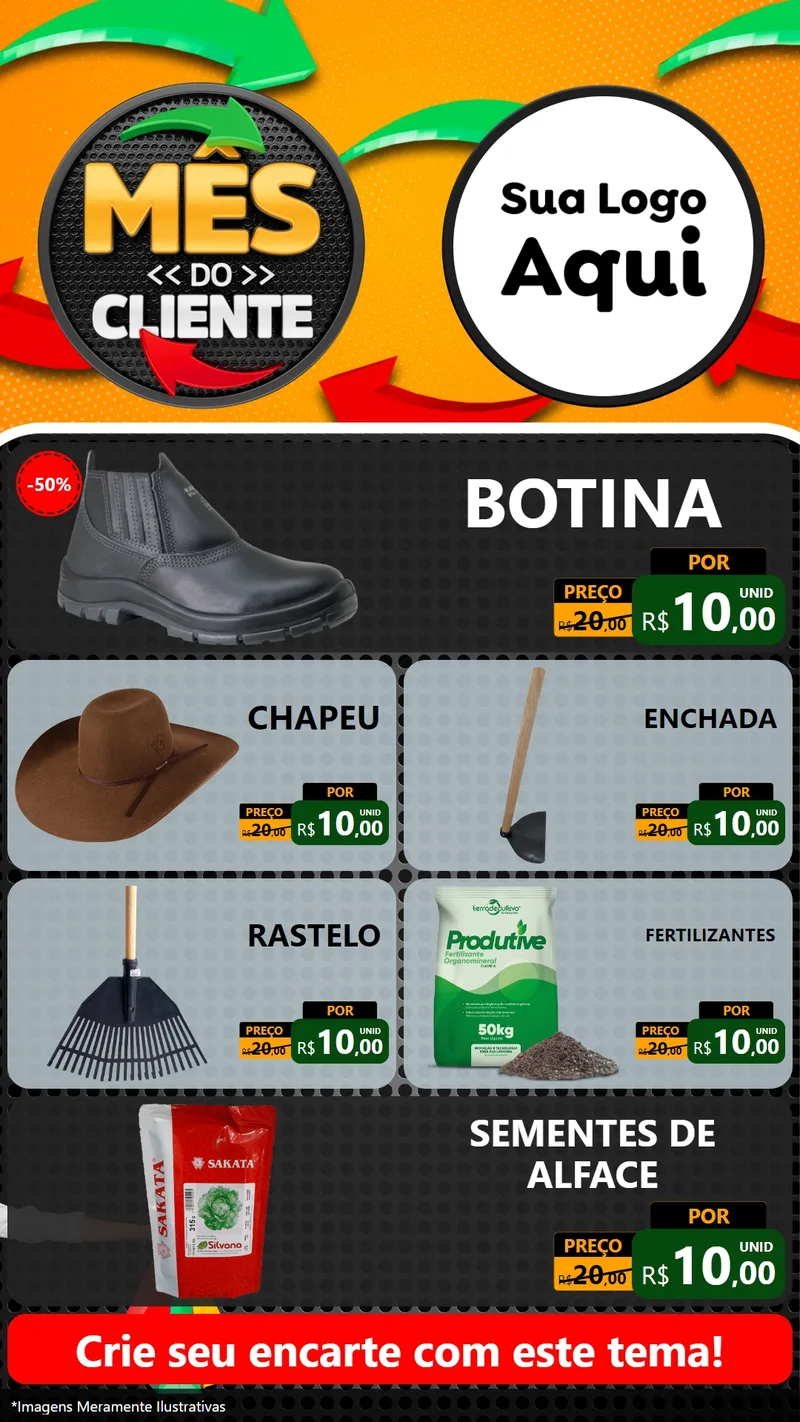 Modelo de TV para TV Vertical com o tema Mês do Cliente para Agropecuária