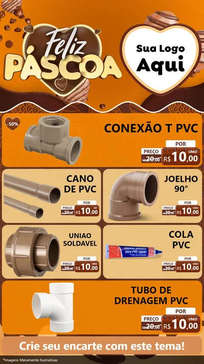 Modelo de TV para TV Vertical com o tema Feliz Páscoa para Tubos e conexões