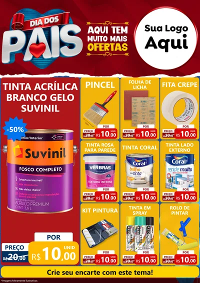 Modelo de Encarte para Encarte A4 Vertical com o tema Dia dos Pais para Tintas e Ferramentas