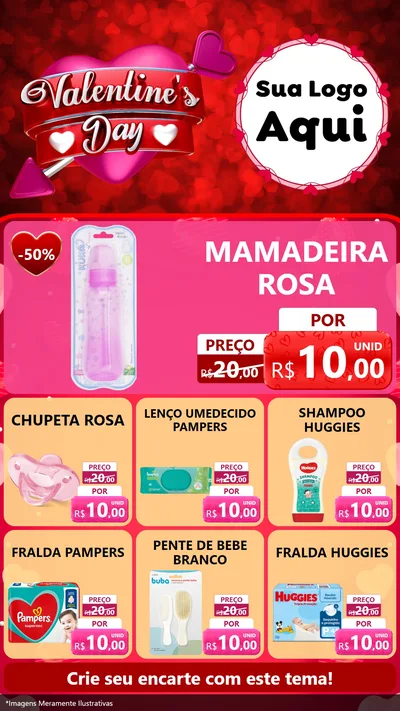 Modelo de Rede Social para Stories com o tema Valentine's Day para Bebês