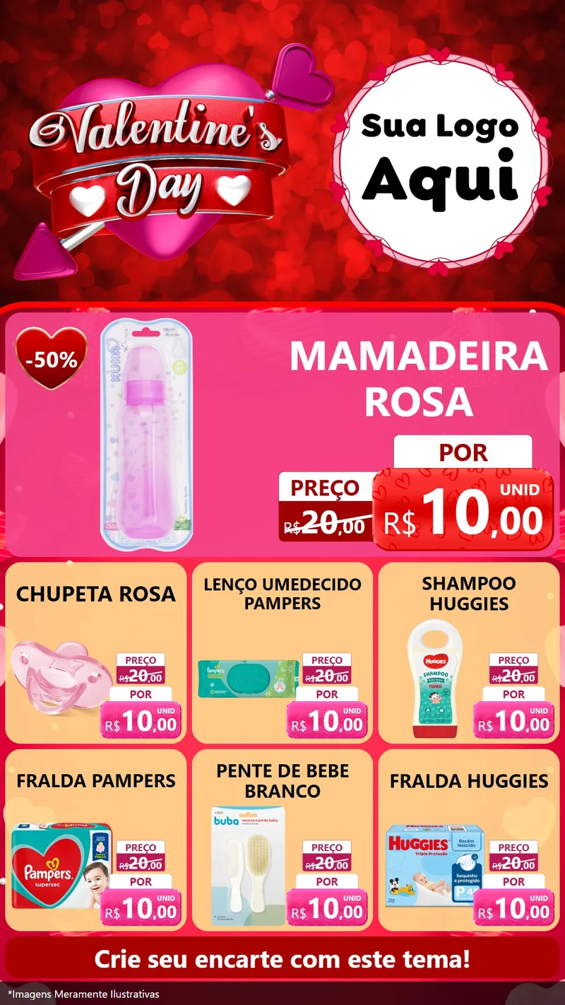 Modelo de Rede Social para Stories com o tema Valentine's Day para Bebês