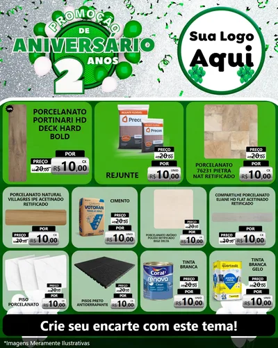 Modelo de Rede Social para Feed Instagram com o tema Promoção de Aniversário - 2 Anos para Pisos e revestimentos