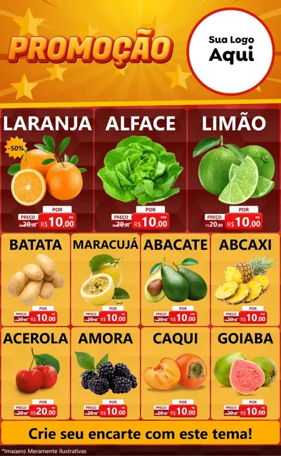 Modelo de Encarte para Encarte Grande com o tema Promoção para Hortifrúti