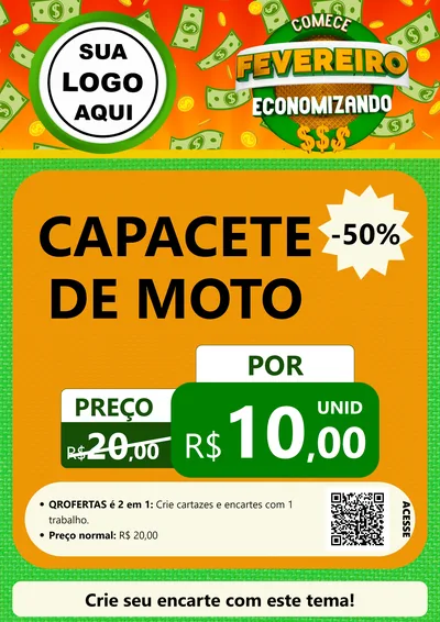 Modelo de Cartaz para Cartaz A4 Vertical com o tema Comece Fevereiro Economizando para Moto peças