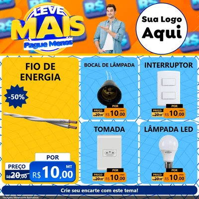 Modelo de Rede Social para Feed Facebook com o tema Leve Mais, Pague Menos para Materiais Elétricos
