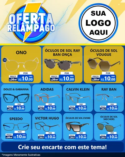 Modelo de Rede Social para Feed Instagram com o tema Oferta Relâmpago para Óticas