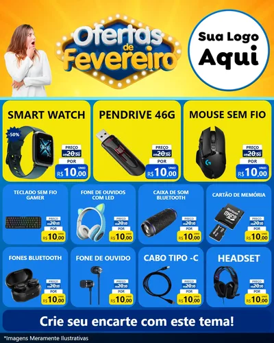 Modelo de Rede Social para Feed Instagram com o tema Ofertas de Fevereiro para Informática