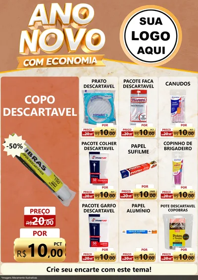 Modelo de Encarte para Encarte A4 Vertical com o tema Ano Novo Com Economia para Embalagens