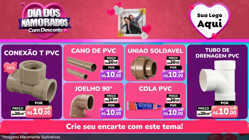 Modelo de TV para TV Horizontal com o tema Dia Dos Namorados Com Desconto para Tubos e conexões