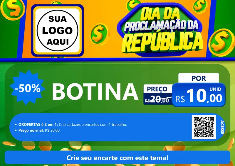 Modelo de Cartaz para Cartaz A4 Horizontal com o tema Dia Da Proclamação da República para Agropecuária