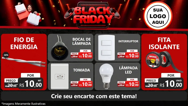 Modelo de TV para TV Horizontal com o tema Black Friday para Materiais Elétricos