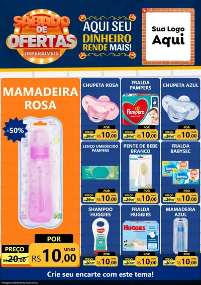 Modelo de Encarte para Encarte A4 Vertical com o tema Sábado de Ofertas Imperdíveis para Bebês