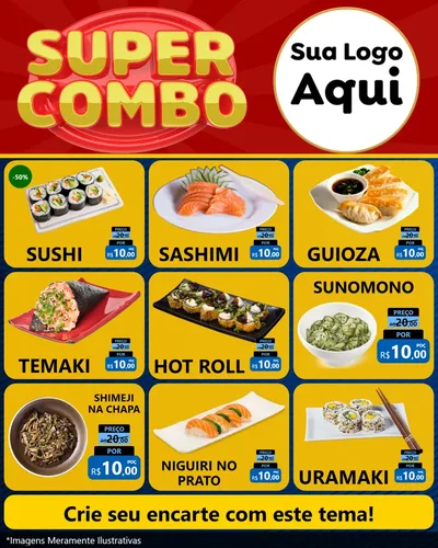 Modelo de Rede Social para Feed Instagram com o tema Super Combo para Comida japonesa