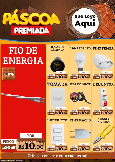 Modelo de Encarte para Encarte A4 Vertical com o tema Páscoa Premiada para Materiais Elétricos