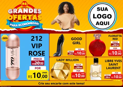Modelo de Encarte para Encarte A4 Horizontal com o tema Grandes Ofertas Para Economizar! para Perfumes