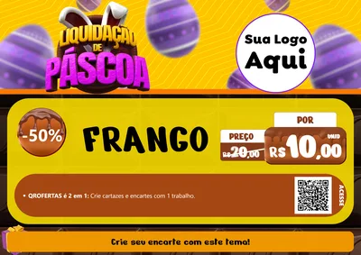Modelo de Cartaz para Cartaz A4 Horizontal com o tema Liquidação de Páscoa para Assados