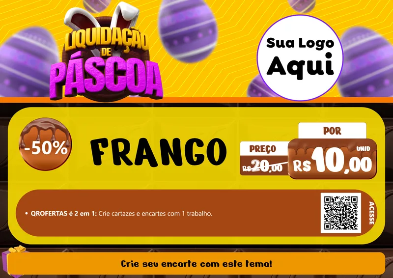 Modelo de Cartaz para Cartaz A4 Horizontal com o tema Liquidação de Páscoa para Assados