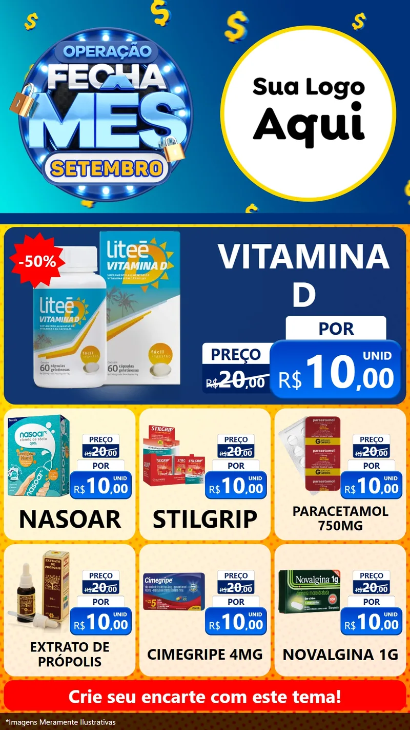 Modelo de Rede Social para Stories com o tema Operação Fecha Mês Setembro para Farmácia