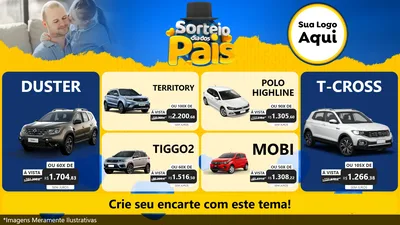 Modelo de TV para TV Horizontal com o tema Sorteio Dia Dos Pais para Concessionaria de Carros