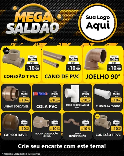 Modelo de Rede Social para Feed Instagram com o tema Mega Saldão para Tubos e conexões