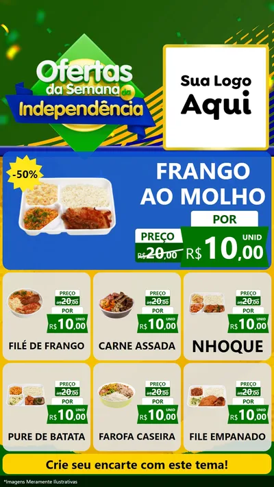 Modelo de Rede Social para Stories com o tema Ofertas da Semana da Independência para Restaurante