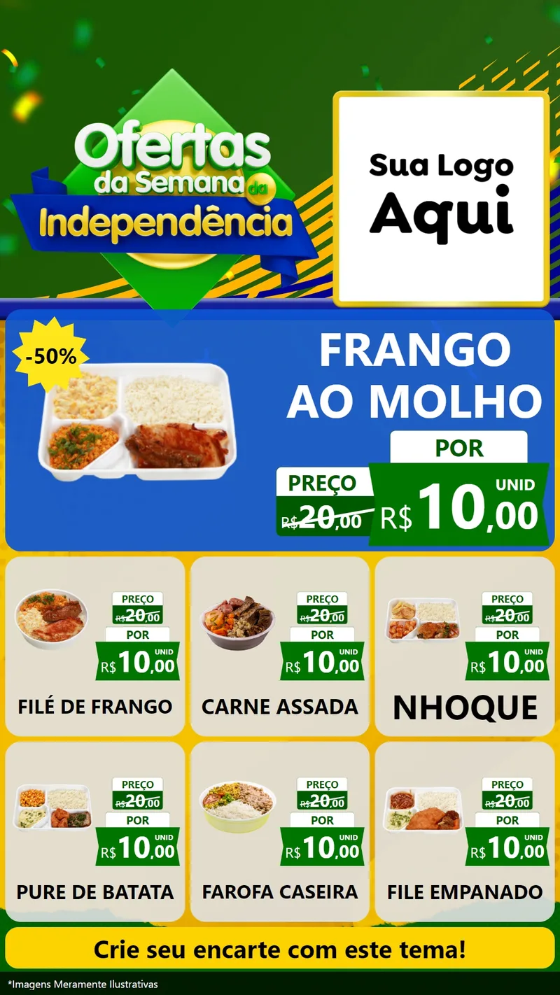 Modelo de Rede Social para Stories com o tema Ofertas da Semana da Independência para Restaurante