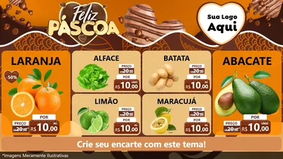 Modelo de TV para TV Horizontal com o tema Feliz Páscoa para Hortifrúti