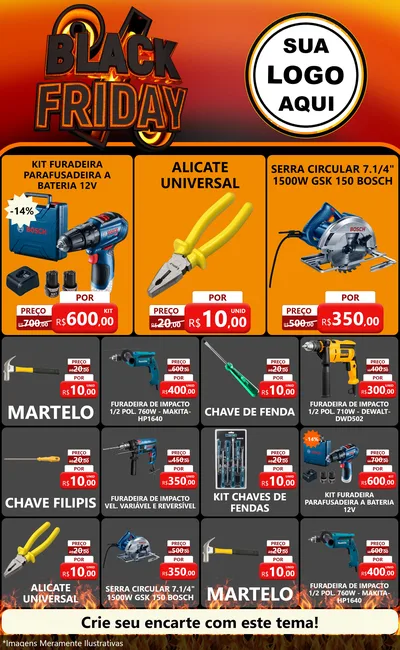 Modelo de Encarte para Encarte Grande com o tema Black Friday para Maquinas e Ferramentas