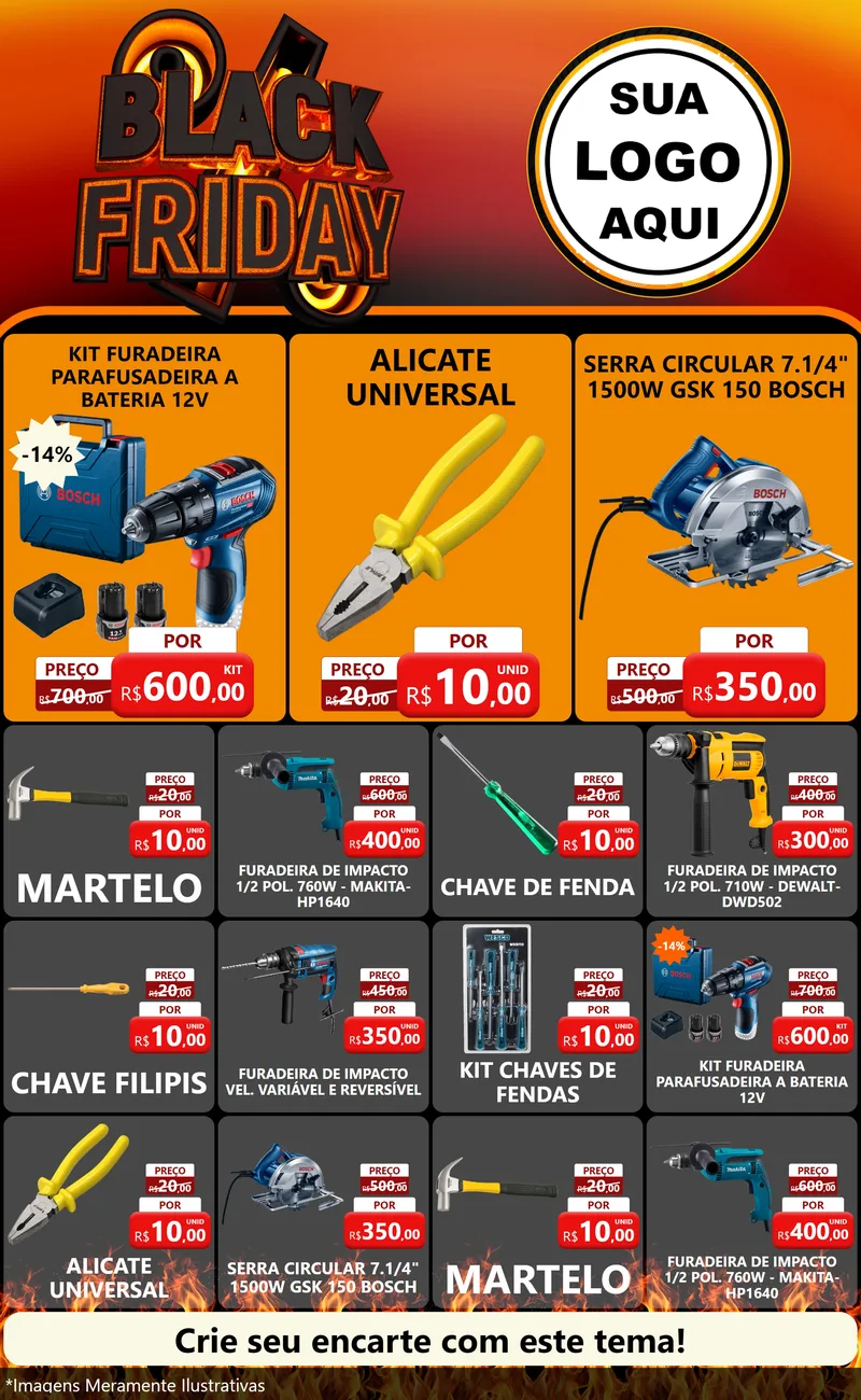 Modelo de Encarte para Encarte Grande com o tema Black Friday para Maquinas e Ferramentas