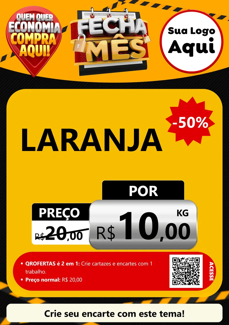 Modelo de Cartaz para Cartaz A4 Vertical com o tema Fecha Mês para Hortifrúti