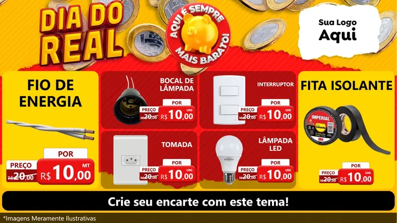 Modelo de TV para TV Horizontal com o tema Dia Do Real para Materiais Elétricos