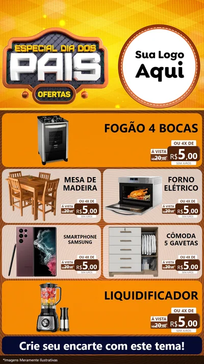 Modelo de TV para TV Vertical com o tema Especial Dia dos Pais para Móveis e Eletro