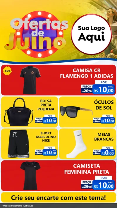 Modelo de TV para TV Vertical com o tema Ofertas de Julho para Roupas e acessórios