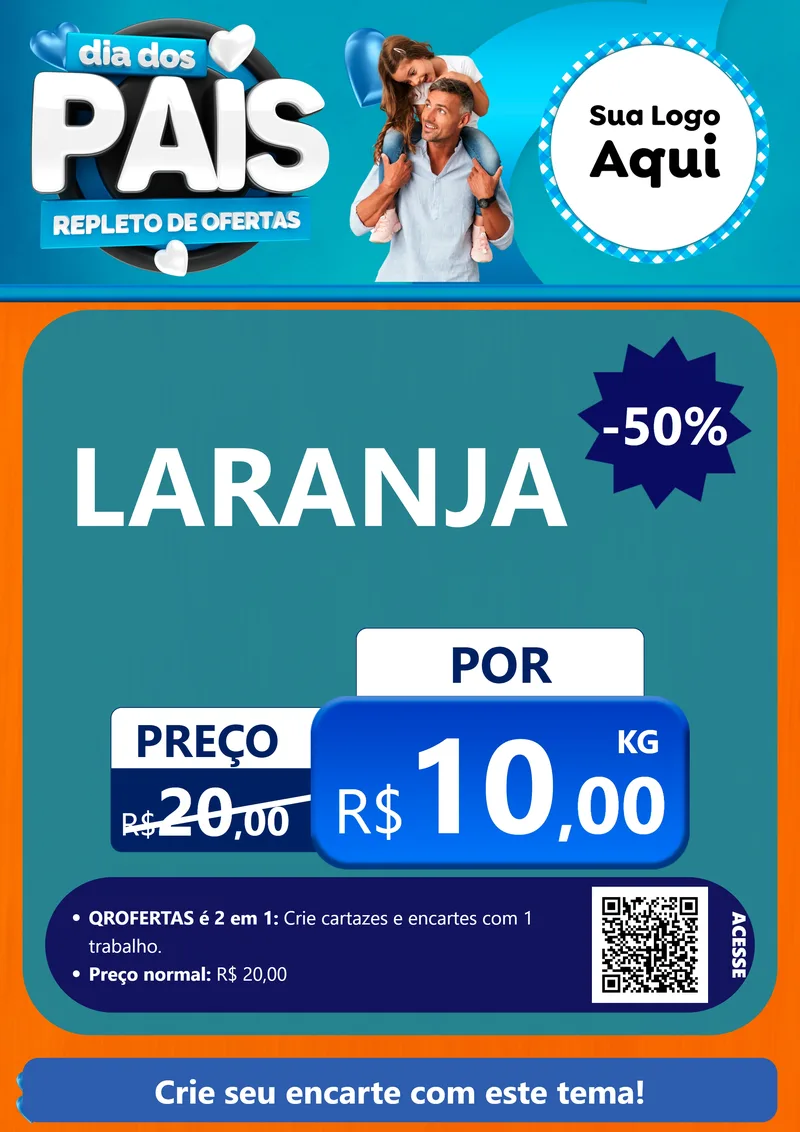 Modelo de Cartaz para Cartaz A4 Vertical com o tema Dia Dos Pais Repleto de Ofertas para Hortifrúti
