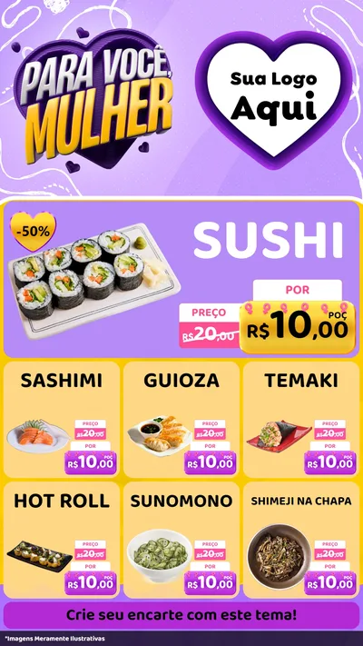 Modelo de Rede Social para Stories com o tema Para Você, Mulher para Comida japonesa