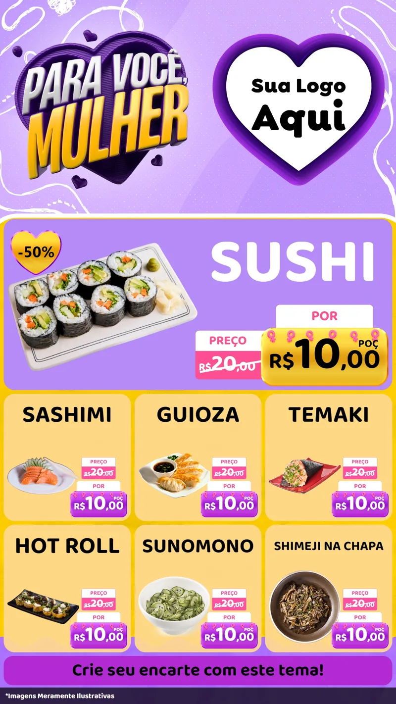 Modelo de Rede Social para Stories com o tema Para Você, Mulher para Comida japonesa