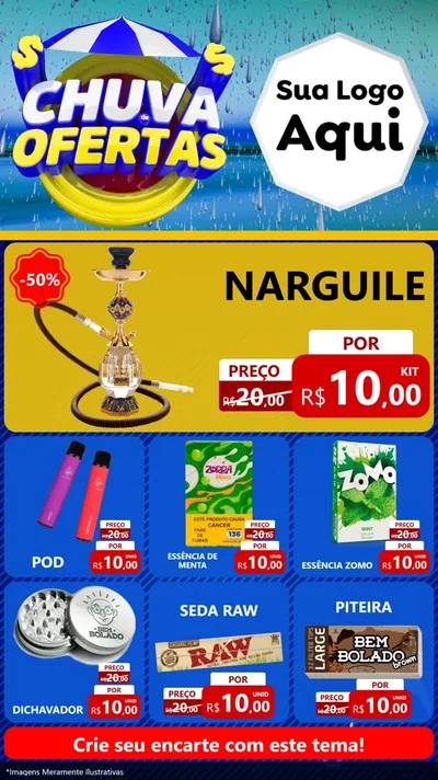 Modelo de Rede Social para Stories com o tema Chuva de Ofertas para Tabacaria
