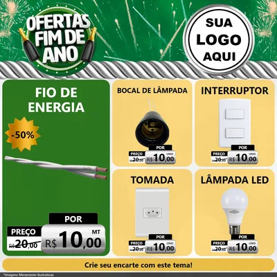 Modelo de Rede Social para Feed Facebook com o tema Ofertas Fim de Ano para Materiais Elétricos