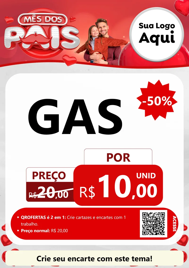 Modelo de Cartaz para Cartaz A4 Vertical com o tema Mês dos Pais para Água e gás