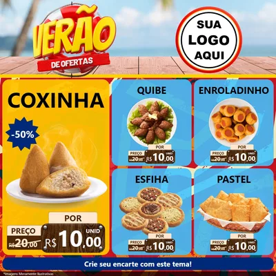 Modelo de Rede Social para Feed Facebook com o tema Verão de Ofertas para Salgadaria